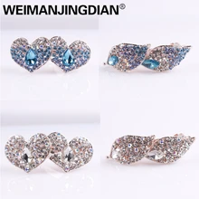 Бренд WEIMANJINGDIAN, стразы с кристаллами, двойное сердце/два листа, заколки для волос, украшения для волос для женщин, разные цвета