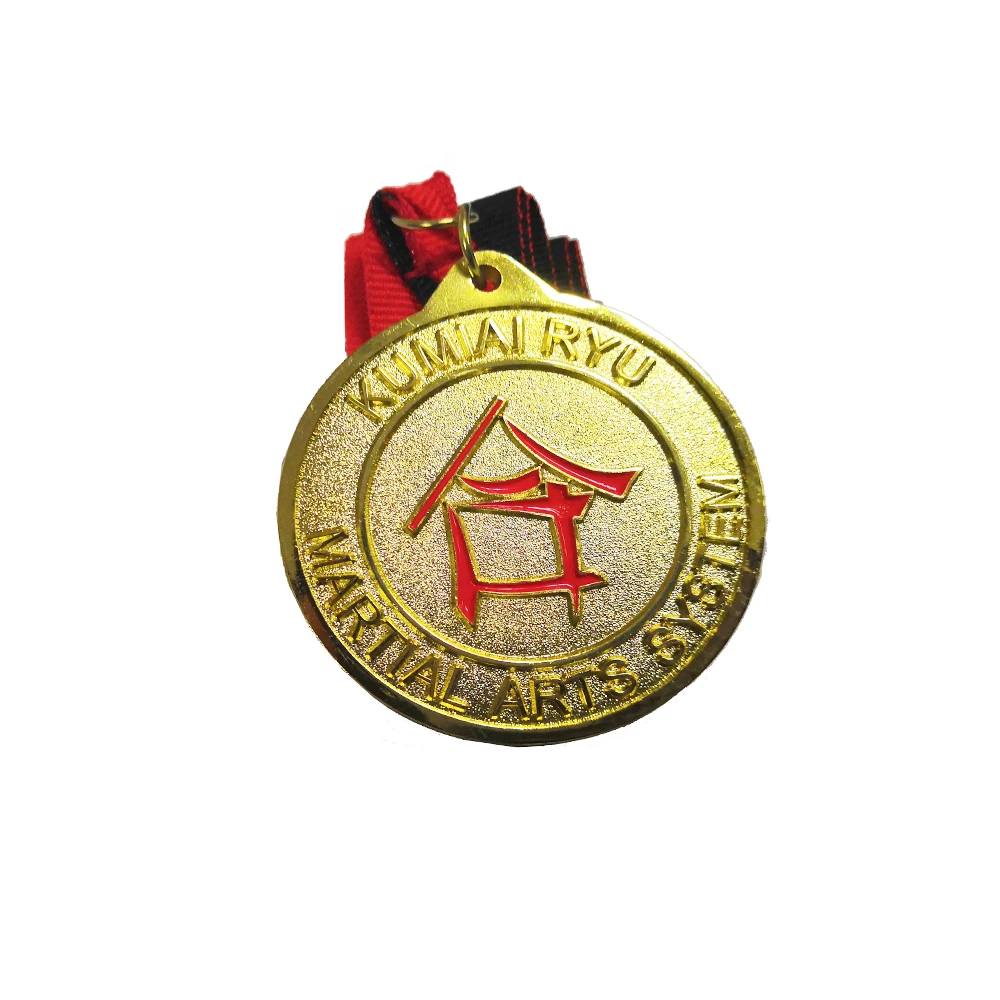 Customized Zinc Alloy Medal 2inches(50mm) Soft Enamel Shiny Gold Plating with Texture Medals