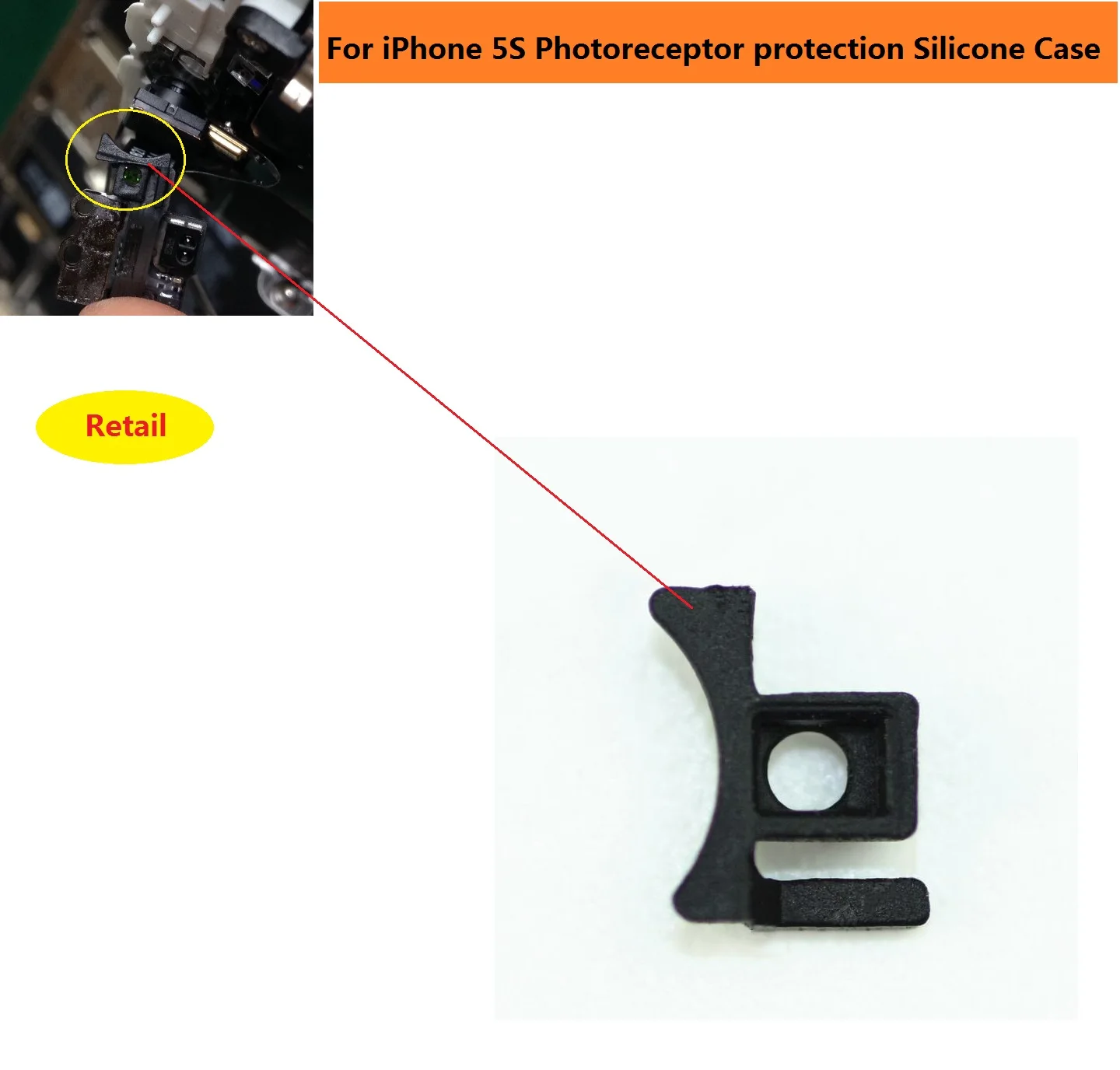 

2pcs Premium Photoreceptor protection Silicone frame for iPhone 5S Light sensor rubber pad sets Replacement parts