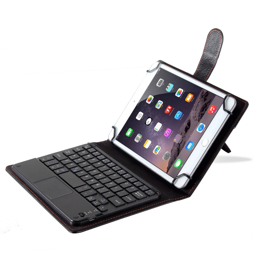 Роскошный кожаный чехол с клавиатурой Bluetooth для iPad, IOS, Android, Windows, Tablet PC, Универсальный 7-10 дюймов, чехол-подставка с тачпадом
