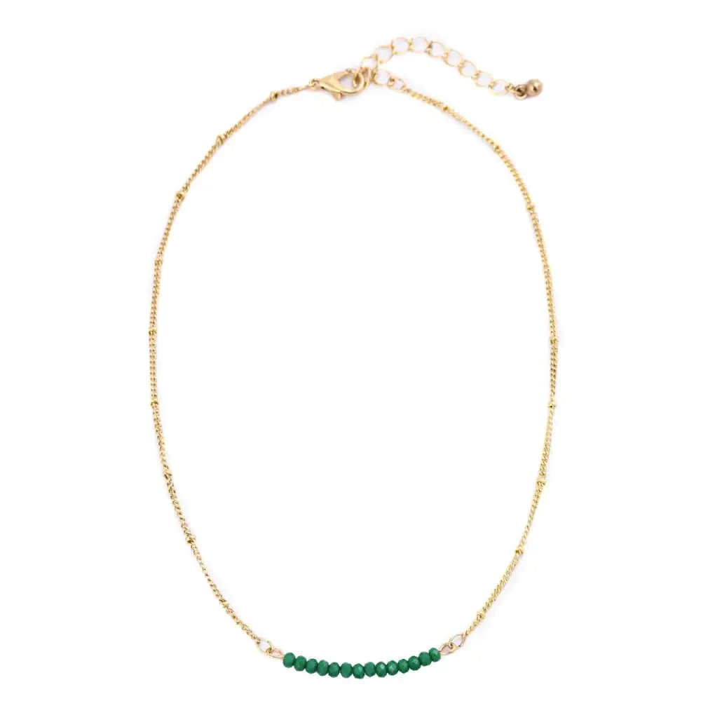 Artilady, Кристальные бусы, колье, ожерелья, золотой цвет, цепочка, ожерелье для женщин, ювелирные изделия, вечерние, подарок - Окраска металла: green
