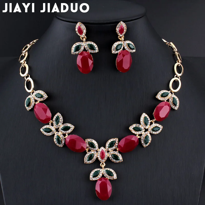 Jiayijiaduo, новинка, Свадебные вечерние Ювелирные наборы, Ретро стиль, для индийских женщин, очаровательное свадебное платье, золотое ожерелье, набор, серьги, наборы