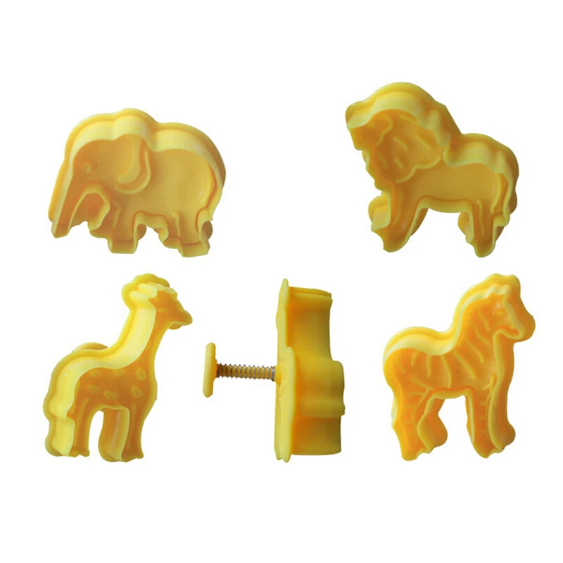 4Pcs/Set 3D Carton Cookie Stamps Cutter Animal DIY Biscuit Cake Mold