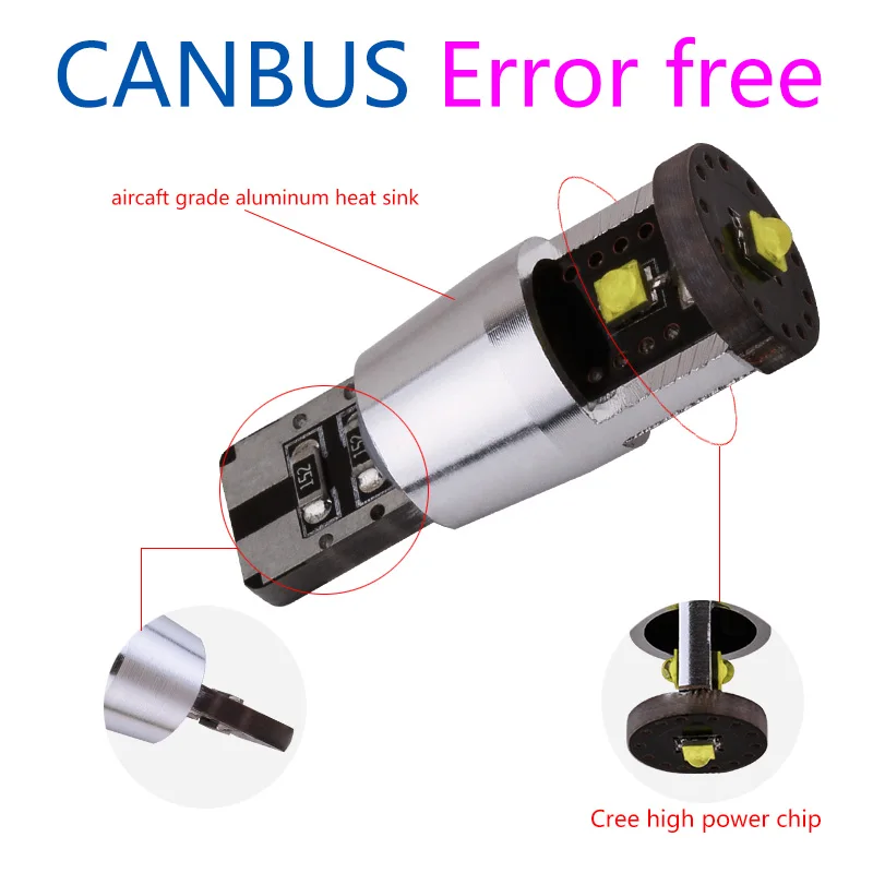 2 шт. T10 Canbus W5W светодиодный лампы без ошибок высокой мощности 194 168 Авто Интерьер автомобиля Instrunment огни DRL Лампа 6000K 5W5