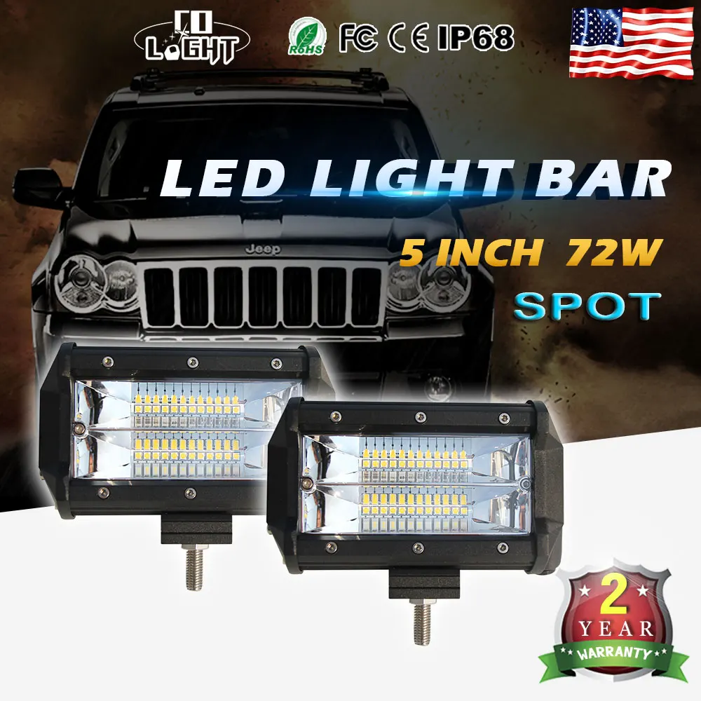 CO светильник для бездорожья 72 Вт 5 дюймов светодиодный светильник для работы 12 в 24 В светодиодный светильник для ATV Lada 4x4 грузовик УАЗ авто светодиодный светильник для вождения - Цвет: Spot beam