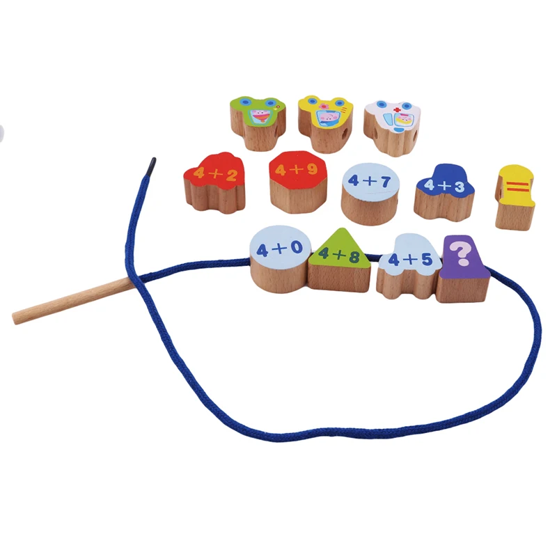 Small Lacing& Stringing Wooden Beads Sea pink girls with String Packaged with Metal Box Preschool Fine Motor Skills Toys