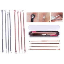 4 шт./кор. Угри экстрактор розово-золотистый и черный горошек акне очиститель для чистки пор иглы комплект с блестками и черными пятнами средство для очищения пор инструмент