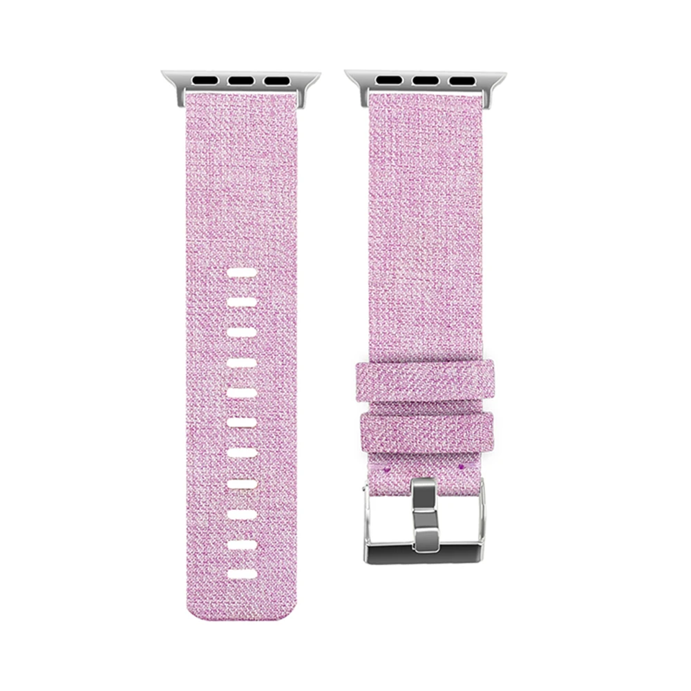 Light Purple Ремешок для Apple Watch 4 3 2 1 Смарт-часы 38 мм/42 мм холщовый ремешок для часов для iwatch 1/2/3/4 сменные браслеты - Цвет: Light Purple