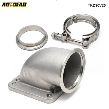 

1 set 2.5" Vband 90Degree SS Cast Turbo Elbow Adapter Flange+Clamp For T3 T4 Turbocharger TKD90V25