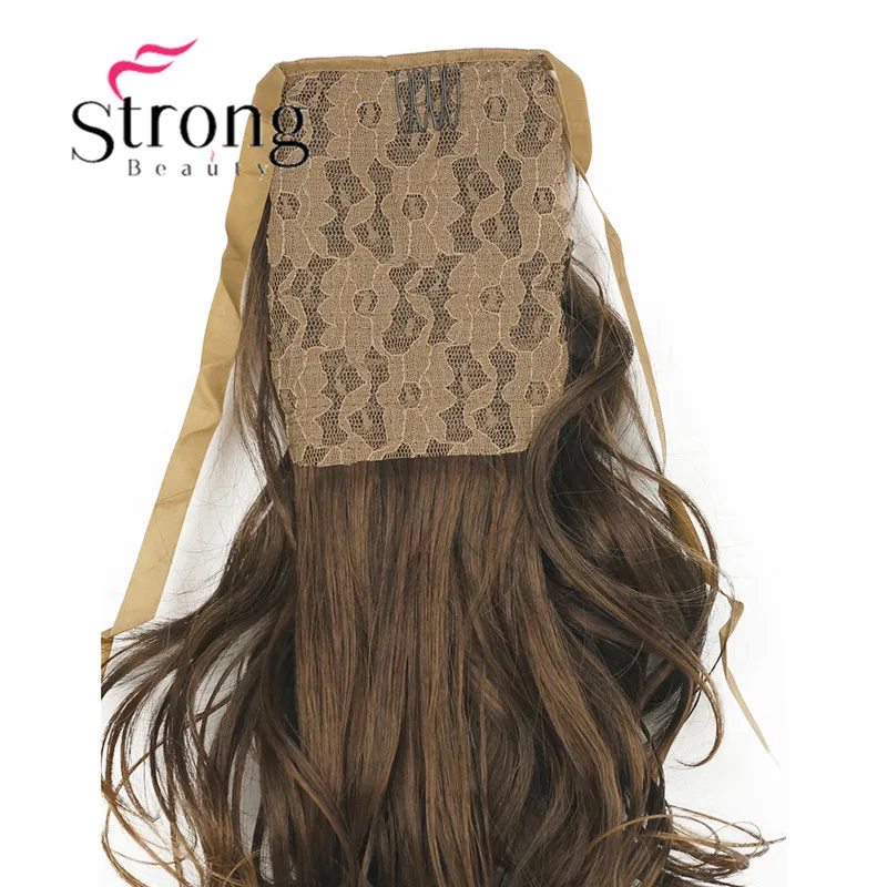 StrongBeauty 2" волнистая Накладка для волос для женщин премиум синтетического волокна 120 г-130 г завязывается заколка для хвоста в наращивание волос