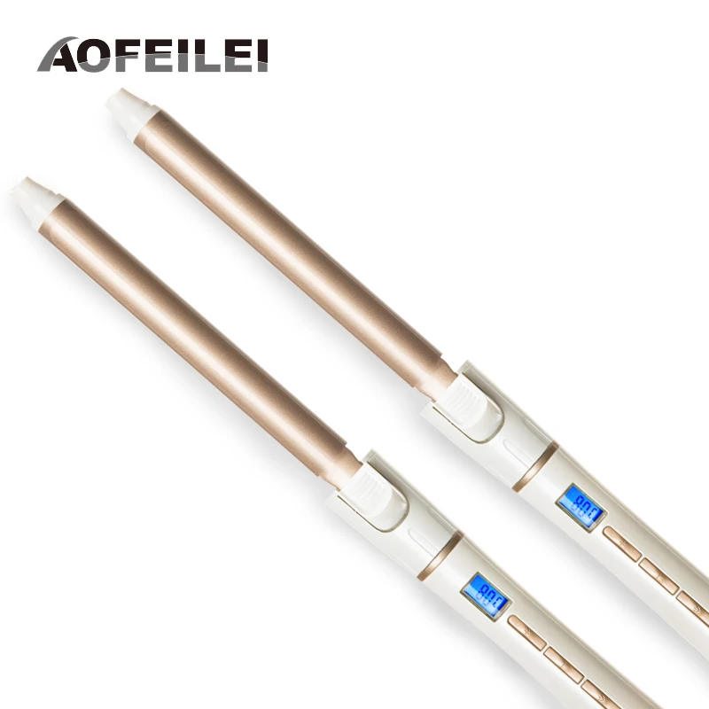 Pedaços de Ondas de Cabelo Elétrico de Cerâmica Modelador de Cabelo Rolo de Curling Dois Ferro Digital Profissional Varinha Estilor Styling Tools