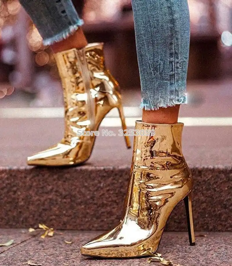 silver and gold boots