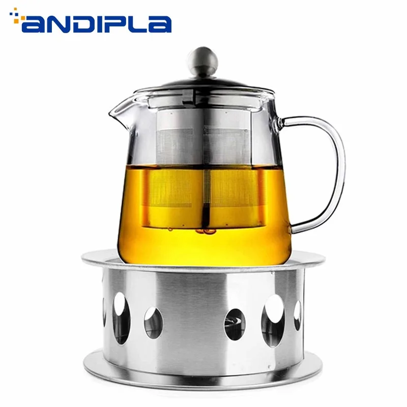 Japanese Style Stainless Steel Teapot Warm Base Creative Round Candle