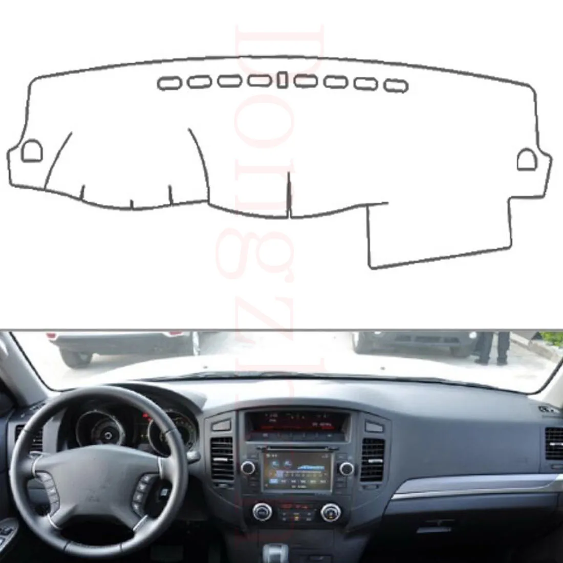 

Dongzehn Fit For Mitsubishi Pajero 2009 to 2016 Car Dashboard Cover Avoid Light Pad Instrument Platform Dash Board Cover