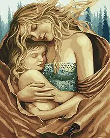 

MaHuaf-W719 mother child painting by numbers on canvas DIY oil digital paint by number for home decor