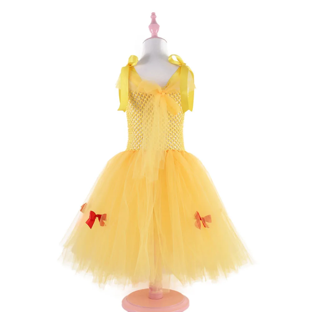 Платье-пачка принцессы Белль детские нарядные вечерние костюмы для рождества Хэллоуина красивый костюм чудовища для косплея платье с цветами для девочек бальное платье