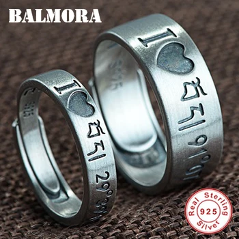 

BALMORA 100% Real 925 Sterling Silver Couple Models Wedding Resizable Rings for Women Man Lover Fashion Jewelry Anillos SY22414