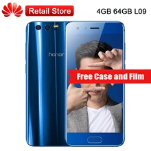 Huawei Honor 9 STF-L09 4GB RAM 64GB ROM 4G LTE 5.15”Kirin 960 Octa Core 1920×1080 3 Cameras NFC OTG Fingerprint Mobile Phone