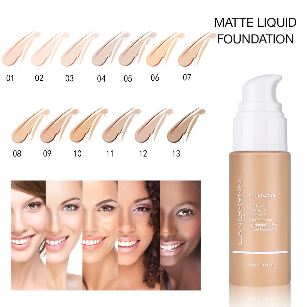 

Liquid Foundation Matte Lasting Concealer Sunscreen Oil Control Foundation Face Ccorrector Maquillaje Corretivo Paleta De Contor