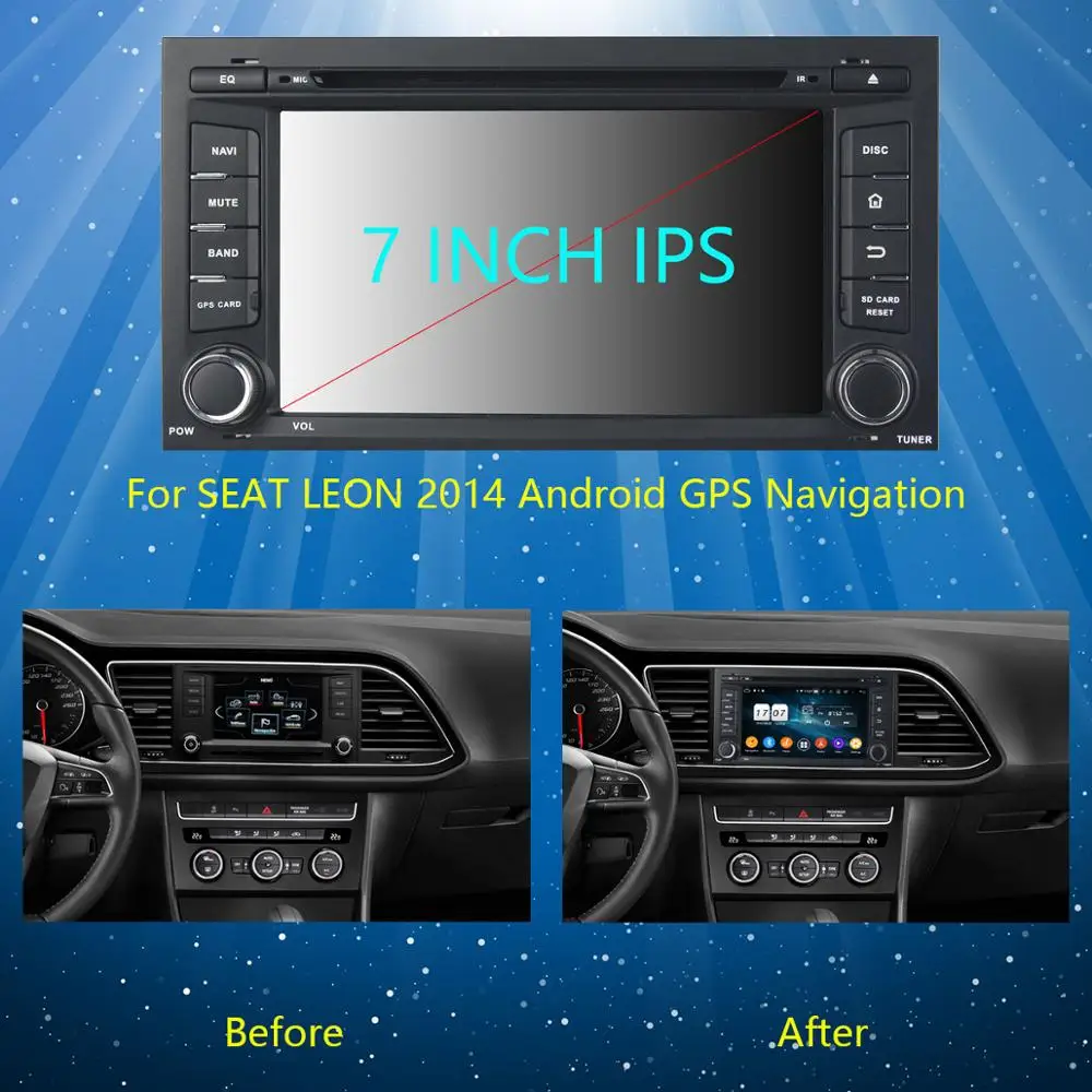 Best 7" IPS 8 Core 4GB+64GB Android 9.0 Car DVD Player For Seat Leon 2013 2014 2015 2016 2017 2018 GPS Radio DSP Parrot BT CarPlay 2