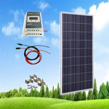 

100 Watt Solar Panel Kit 100W 12V off Grid System with MPPT 20A Solar Controller+5M Solar cable+Z brackets