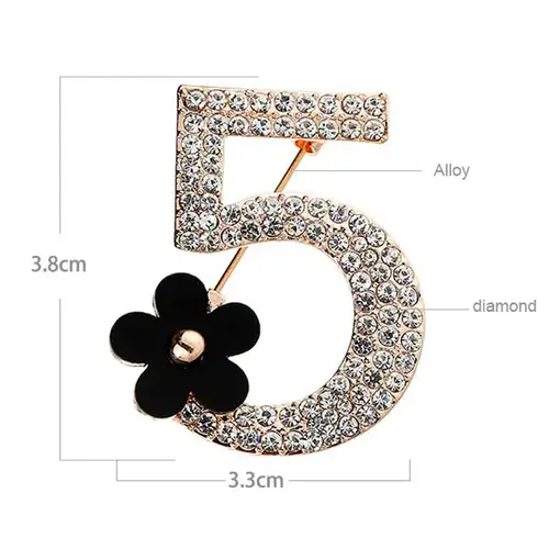 전체 라인석 번호 5 꽃 브로치, 럭셔리 패션 웨딩 파티 글자 여성 boutonniere 브로치 선물 2