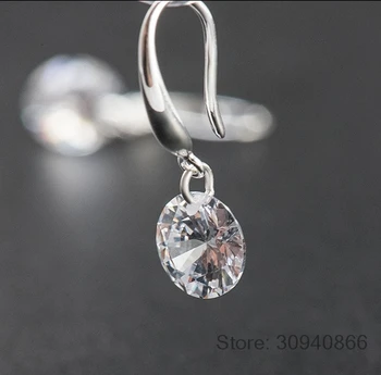 

SALE 925 silver Europe Feather Crystal from Lekani new fashion creative cz Woman Earrings love micro hot jewelry