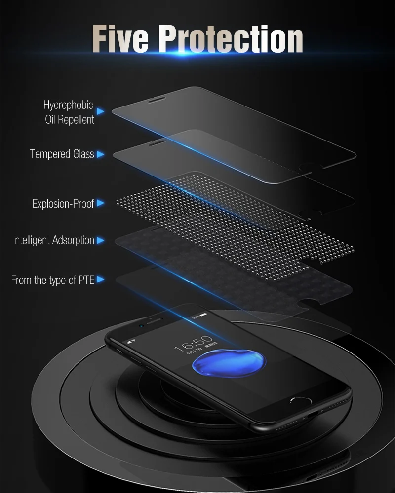 Hisomone High Quality Tempered Glass For iphone 6 6s Screen Protector For iphone 7 Plus Glass For iPhone 8 Plus X 5 4 4S Film