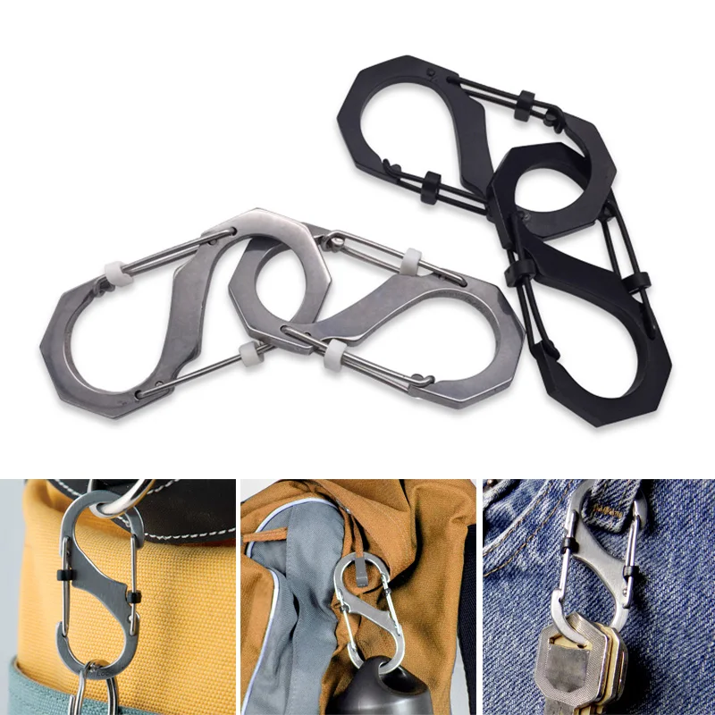 

Hot 3pcs 8 Type Carabiner Key Chain Hook Clip Buckle Slide Lock for Hiking Camping MCK99