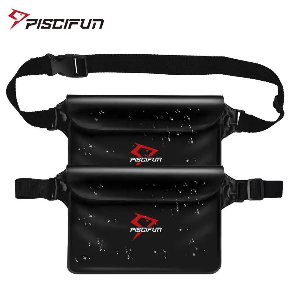

Piscifun 2PCs Waterproof Waist Pouch Bag Phone Case for Water Sports Fishing Swimming Kayaking Rafting Boating Diving Hiking