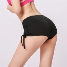 Для женщин плотно для спорта для фитнеса для йоги шорты Высокая Талия спортивные короткие однотонные дышащие эластичные беговые Открытый Женский тренажерный зал одежда