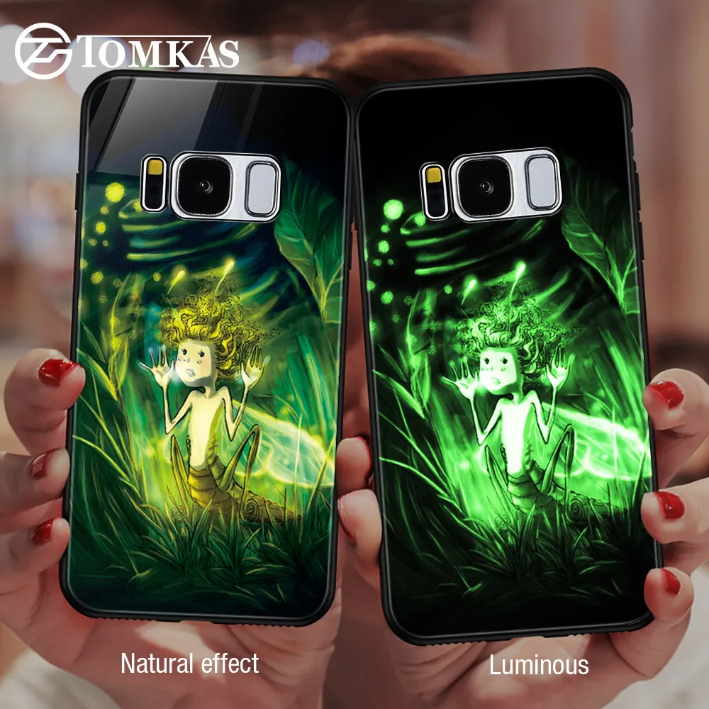 TOMKAS Стекло чехол для телефона samsung Galaxy S8 S9 Plus Роскошная силиконовая окантовкка