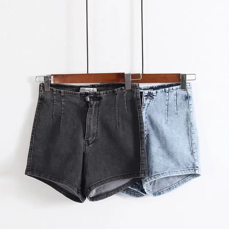 Лето 2018 рваные женские Шорты повседневные джинсовые сексуальная высокая талия тонкая бедра джинсовые шорты стрейч комплект эластичной