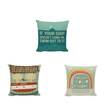 

Abstract Style Cushion Cover Rafting Bottle Rainbow Fish Boat Moon Cat Design Sea View Home Sofa Chair Bed Decoration Pillowcase