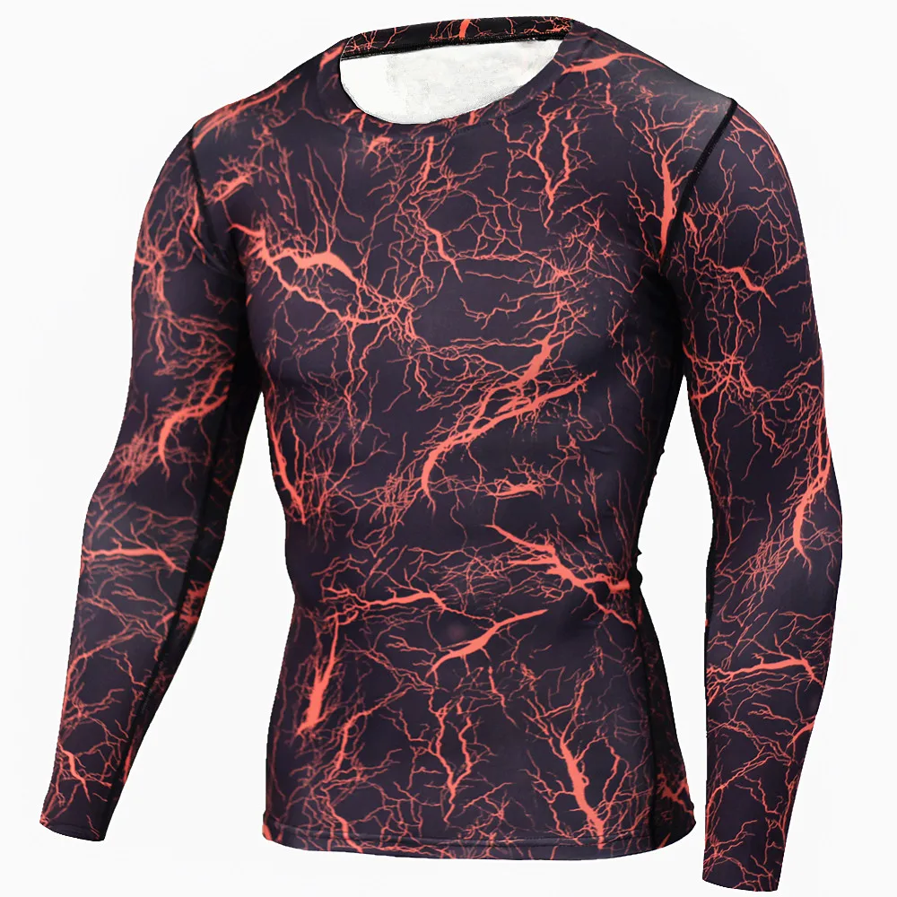 

Long Sleeves Running Shirt Men Rashgard Quick-Dry Muscle Fitness Gym Print T-Shirt 2018 Sports Suit Tights Plus Size 4XL