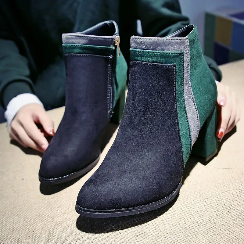 Г., новые зимние женские однотонные ботинки с круглым закрытым носком Модные удобные теплые ботинки j11