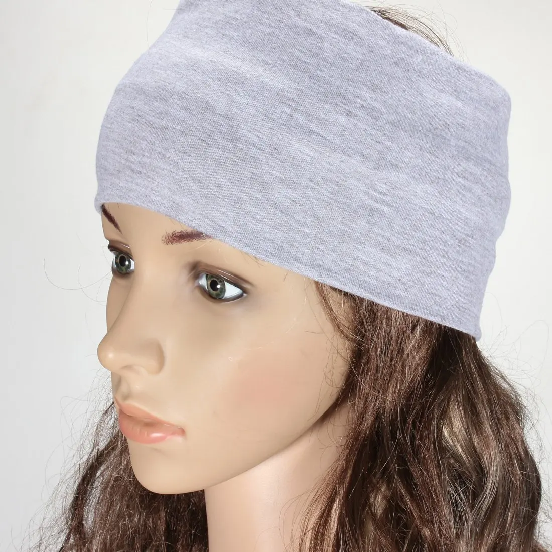 

ELOS-5" Women Wide Yoga Dance Sport Headband Stretch Hair Band Elastic Turban - grey
