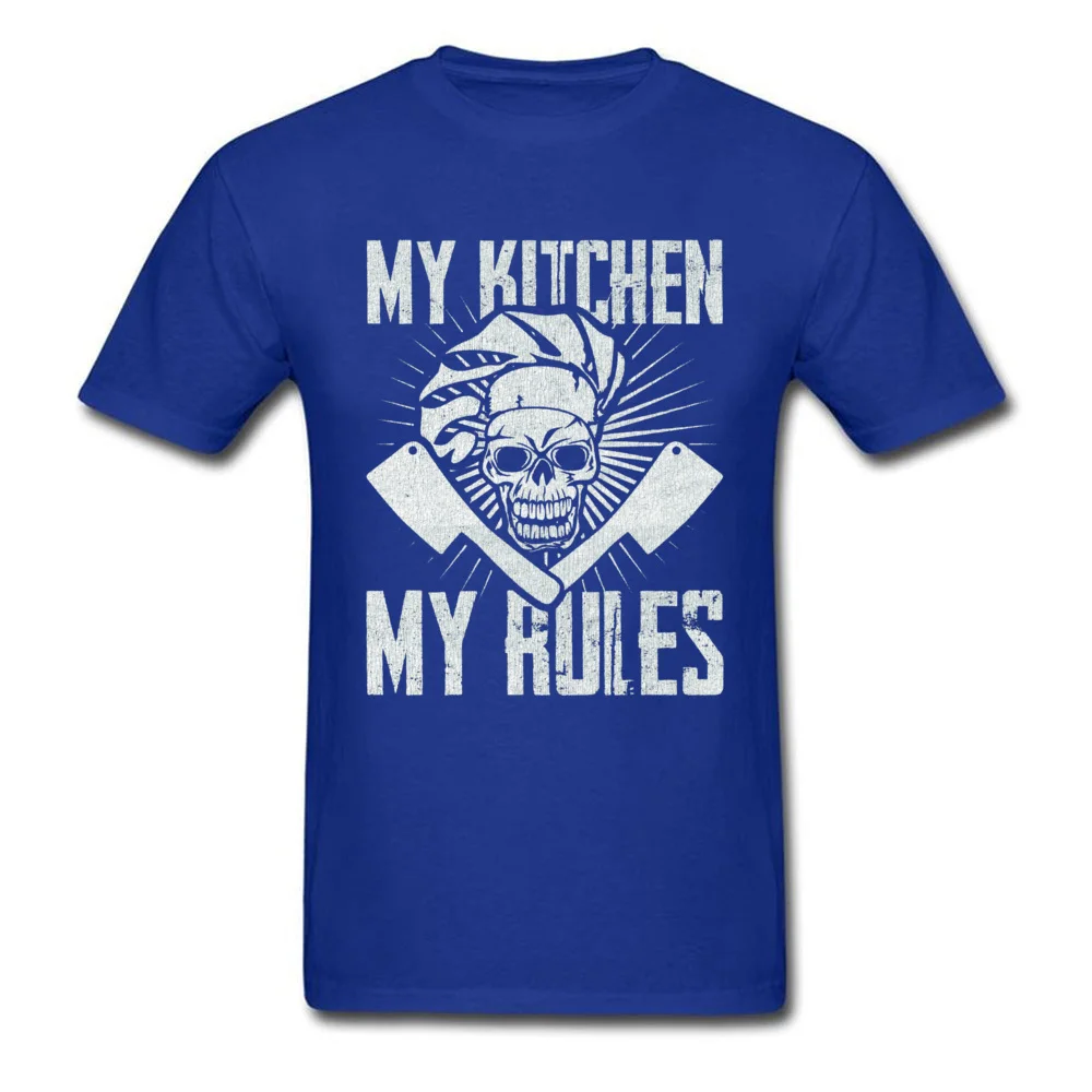 100% Cotton Men's Short Sleeve Fitness Tight Tshirts Street T Shirt New Arrival Normal Round Neck Tshirts Free Shipping My Kitchen My Rules Chef 11296 blue