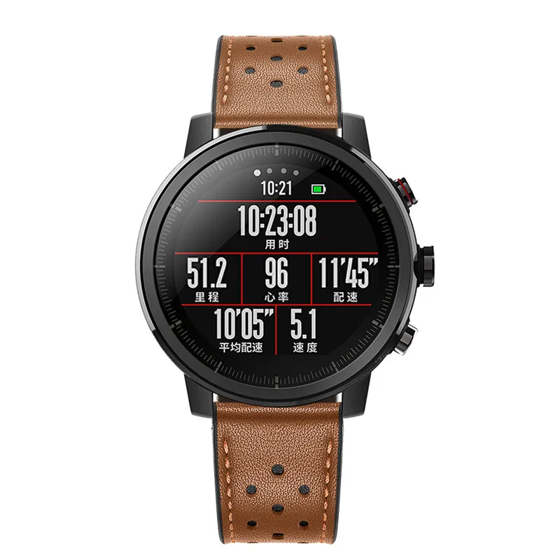 Ремешок из натуральной кожи Amazfit 22 мм для оригинальных смарт-часов Xiaomi Huami Amazfit Stratos Pace 2, Браслет samsung gear S3