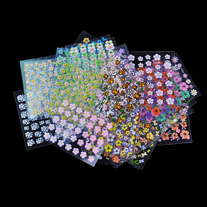 

50 Sheets Nail Art Transfer Stickers 3D Design Manicure Tips Self Adhesive DIY Charm Design Manicure Nail Art Decal Decorations