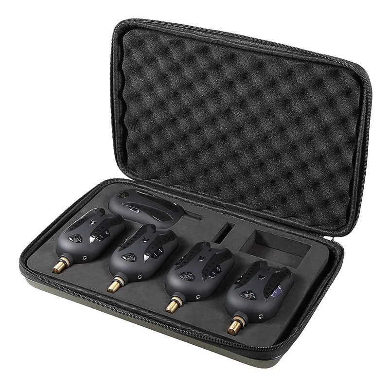 

Fishing Bite Alarm Set 4 Alarms + 1 Receiver Wireless Digital Fishing Bite Alarm Fishing Receiver Kit With Portable Case