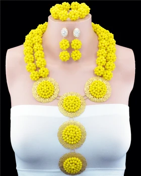 

2016 New Arrival Nigerian Wedding Jewelry Sets Crytal Handmade Ball African Beads Jewelry Set For Bride And Bridesmaid