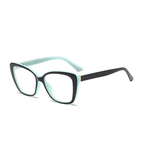 Унисекс модные летние стильные прозрачные очки кошачий глаз для женщин оправа оптические очки близорукость винтажные оправа для очков - Цвет оправы: C2 Black Blue.F