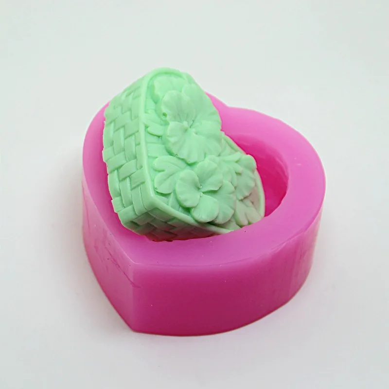 Heart Soap silicone mold Flower Pattern woven 3D Soap Making molds