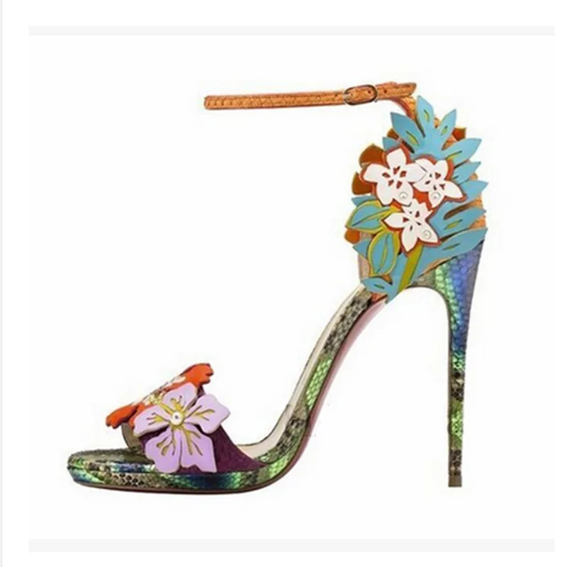 

Lady United State Style Sexy Hot Sell Buckle Flower Big size 40 Open Toe High heels Sandals Open Toe Women Pumps Party Nigh Club