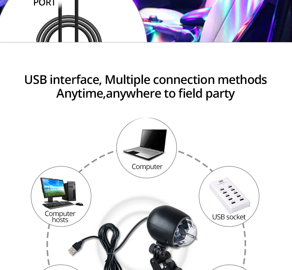 Aceersun LED USB RGB Ambient Light Automatic rotation auto backlight car ambient light CANBUS 5V Flirt romance for Holiday Party (6)