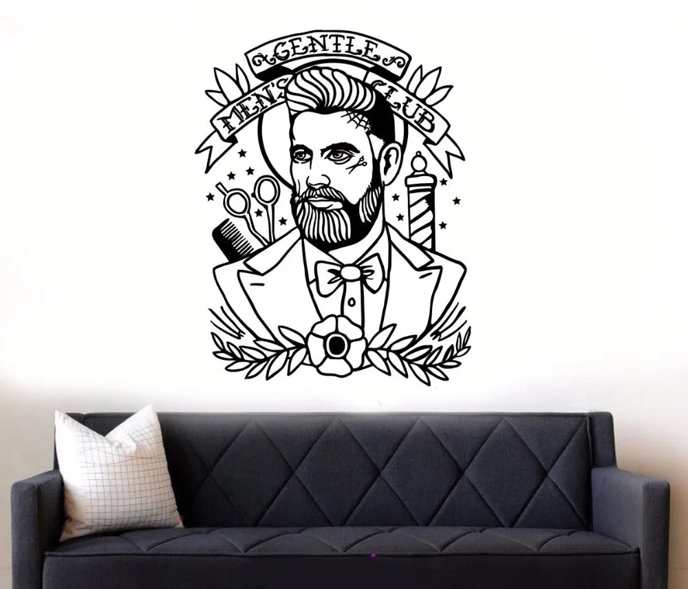 Us 10 56 Vinyl Wall Stiker Barber Shop Hipster Wall Sticker Vinyl Barber Shop Wallpaper Removable Barber Shop Wall Sticker Decor Ay0166 In Wall