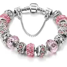 Посеребренное Хрустальное поле маргаритки Мурано стекло& Хрустальные европейские очаровательные бусины Pa стиль браслеты