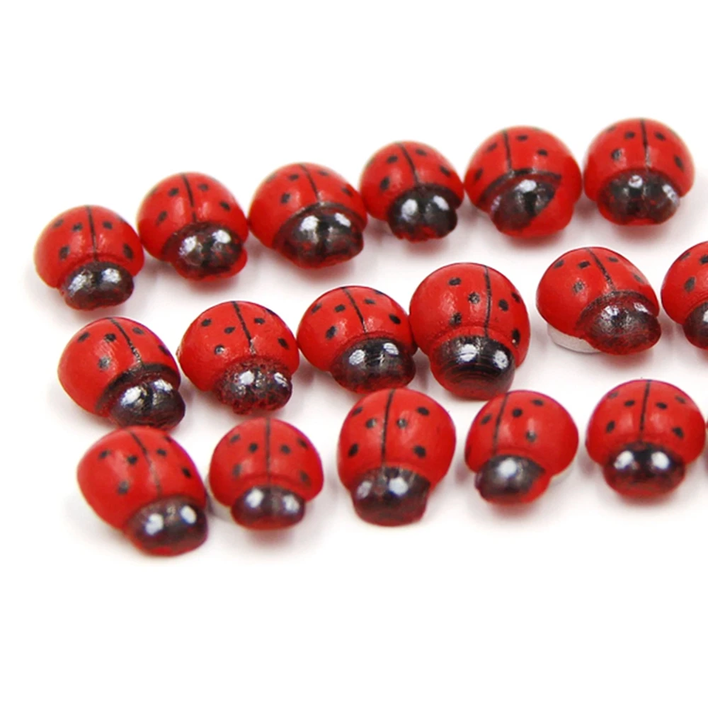 Acrylic Ladybirds Self Adhesive Lady bug Stick On Craft Cards Red Multicolour 