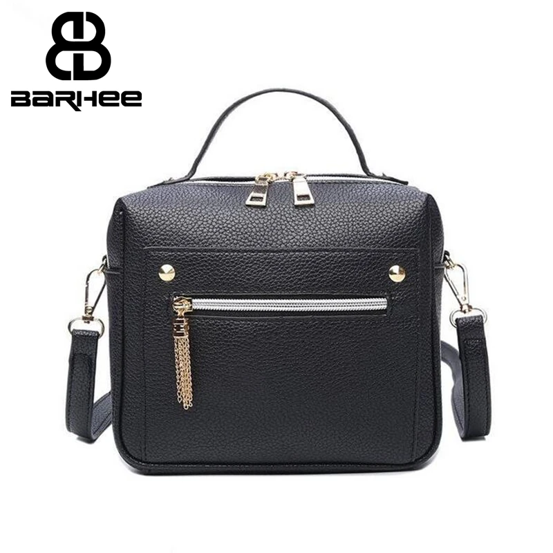 

BARHEE New List Retro Women Messenger Bag Small Size Flap PU Leather Crossbody Shoulder Bag For Girls Tassel Fashion Box Tote